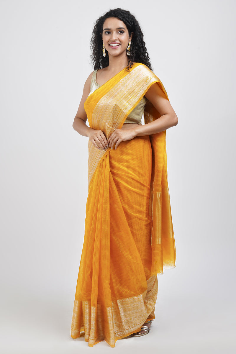 Teejh Samara Yellow Organza Saree