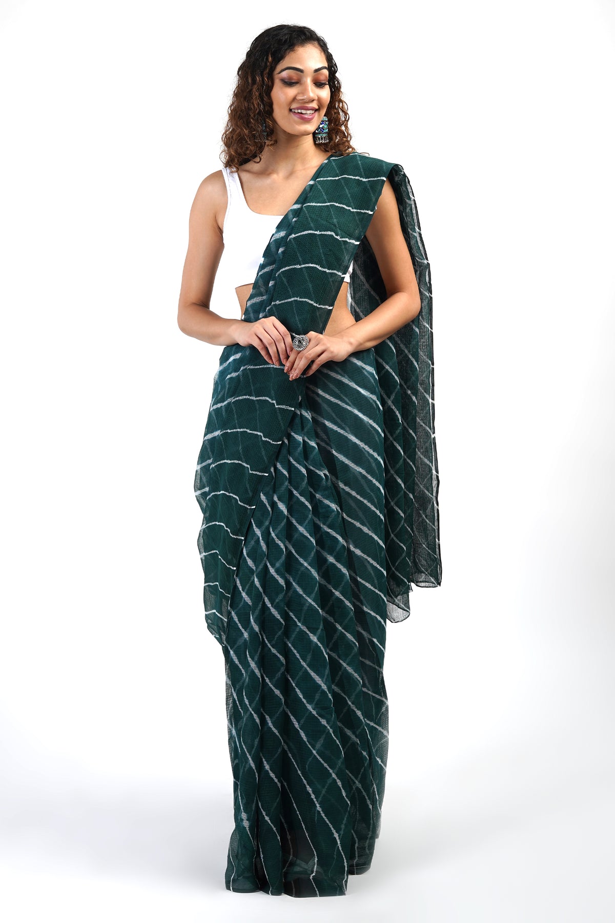 Green Glass Nylon Hand Embroidered Saree Set Design by Saksham and  Neharicka at Pernias Pop Up Shop 2023