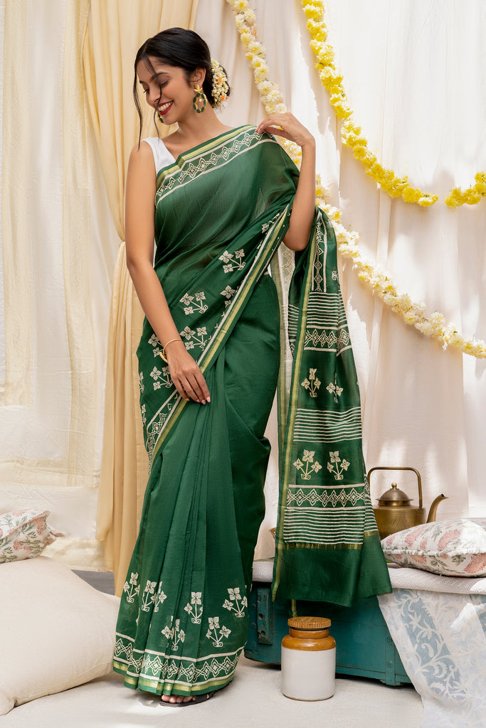 Dark Green Color Tempting Art Silk Fabric Bandhani Printed Saree